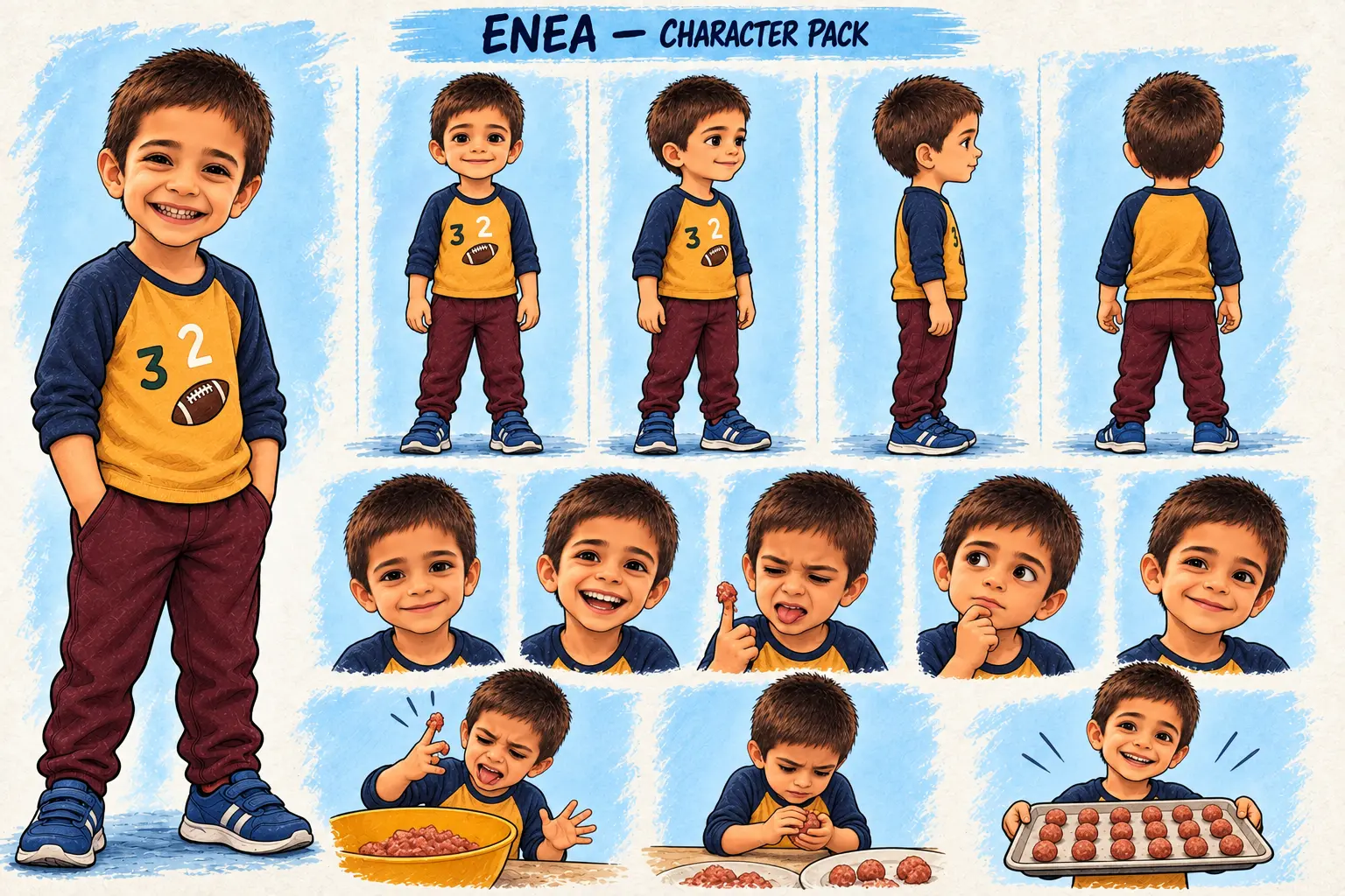Enea a 5 anni: Character Pack fumettoso della storia Operazione polpette