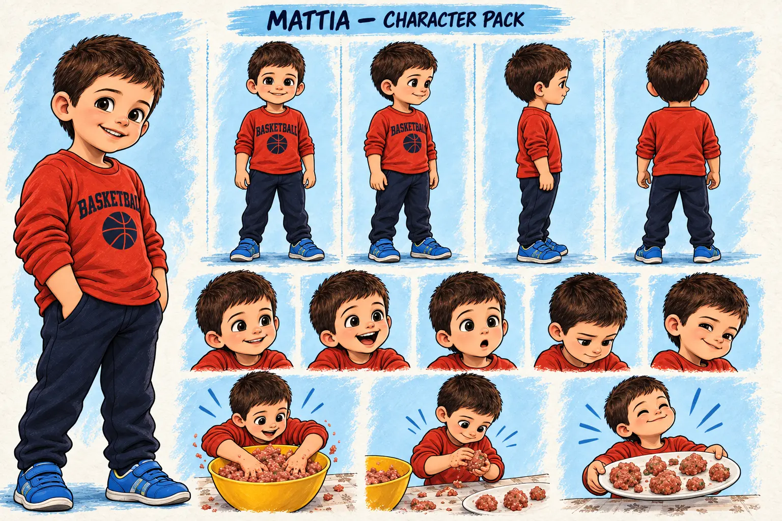 Mattia a 5 anni: Character Pack fumettoso della storia Operazione polpette